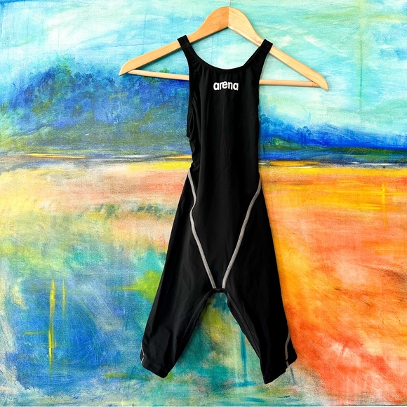 Arena Womens Powerskin Black Open Back Swimming Competition Techsuit - Picture 1 of 6
